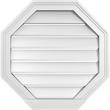 Ekena Millwork Octagonal Surface Mount PVC Gable Vent: Functional, w/ 2"W x 2"P Brickmould Sill Frame, 22"W x 22"H GVPOC22X2203SF